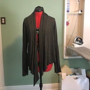 Open front Tunic L black & white strip